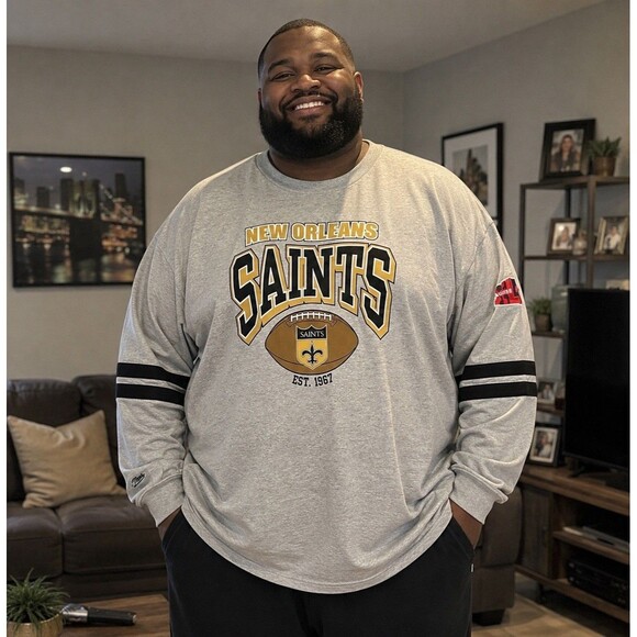 Mitchell & Ness Other - Mitchell & Ness Heather Gray New Orleans Saints Big & Tall Sweatshirt 4X NWT
